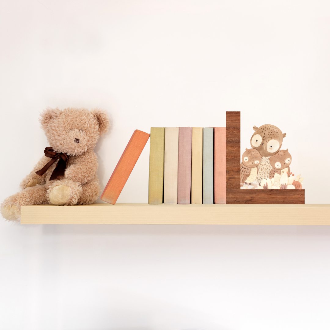 Woodlands Wonder Owls Light Wood Bookend - Image 2
